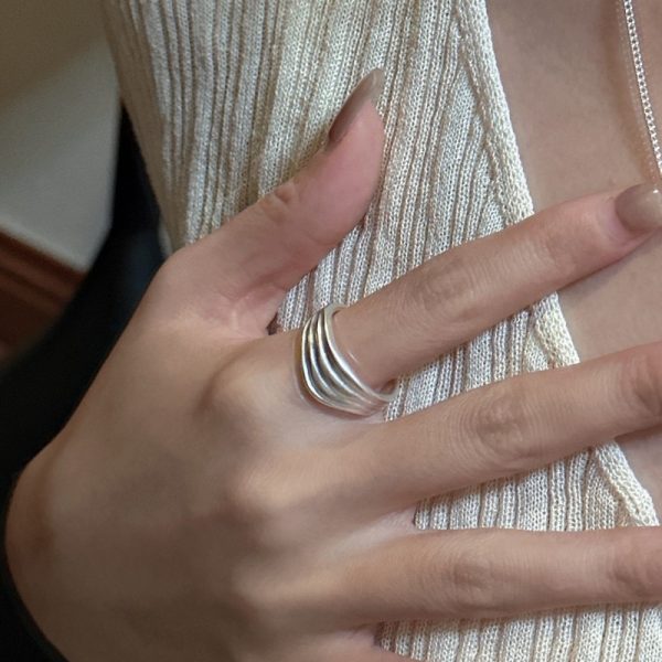 Wholesale 925 Sterling Silver Matte Streamlined Ring - Image 4