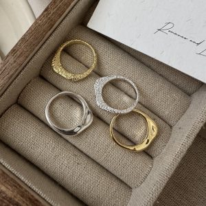 Wholesale 925 Sterling Silver Hammer Finish Ring In Gold & In Silver