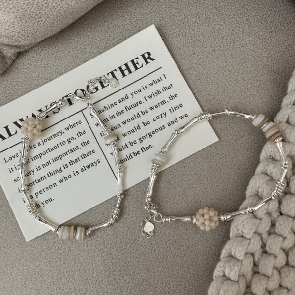 Wholesale 925 Sterling Silver Mother Of Pearl  Bead Bracelet