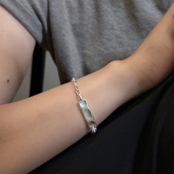 Wholesale 925 Sterling Silver Matte Textured Bracelet - Image 4