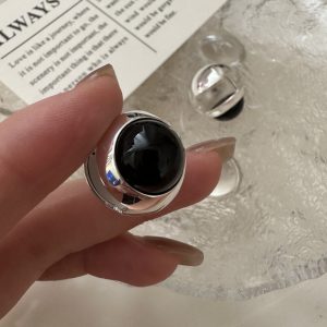 Wholesale 925 Sterling Silver Black Agate Buckle Earrings