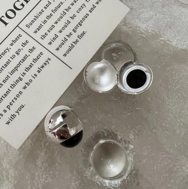 Wholesale 925 Sterling Silver Black Agate Buckle Earrings - Image 2