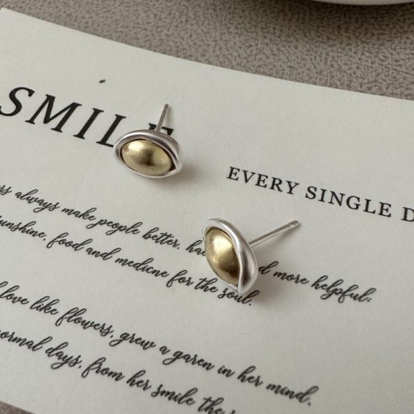 Wholesale 925 Sterling Silver With Gold Bean Earrings - Image 3