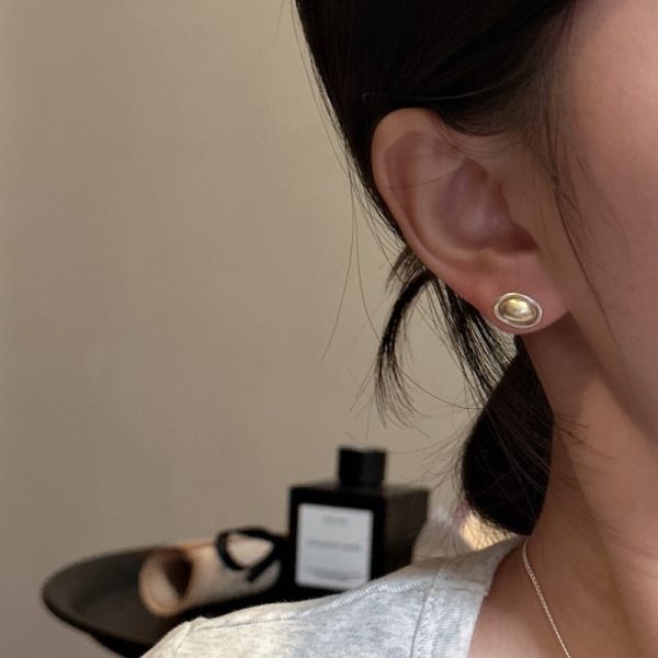 Wholesale 925 Sterling Silver With Gold Bean Earrings - Image 5
