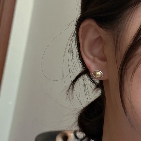 Wholesale 925 Sterling Silver With Gold Bean Earrings - Image 6