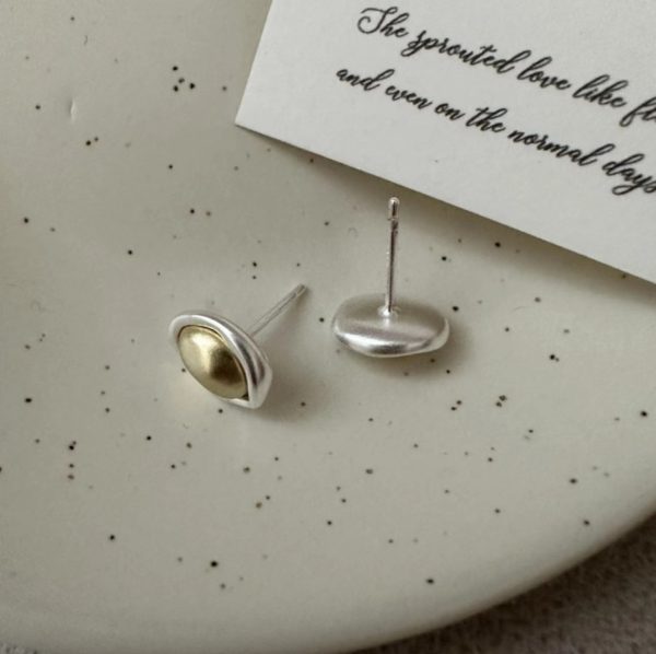 Wholesale 925 Sterling Silver With Gold Bean Earrings - Image 2
