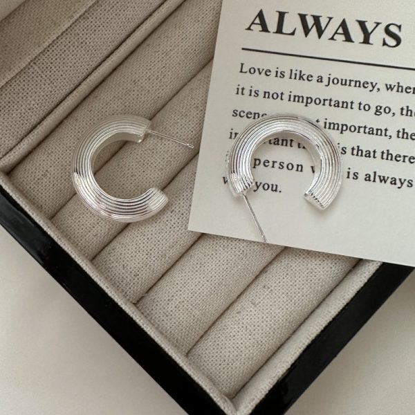 Wholesale 925 Sterling Silver Line Hoop Earrings - Image 2
