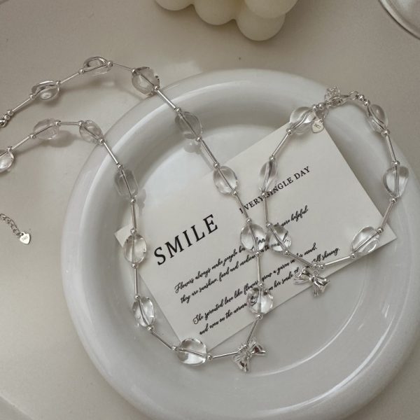 Wholesale 925 Sterling Silver Rock Crystal Quartz Butterfly Necklace & Bracelet