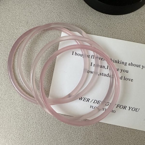 Wholesale Natural Gemstone Thin Pink Agate Bangle - Image 2