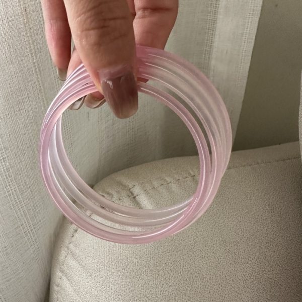 Wholesale Natural Gemstone Thin Pink Agate Bangle