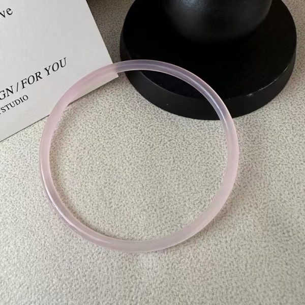 Wholesale Natural Gemstone Thin Pink Agate Bangle - Image 6