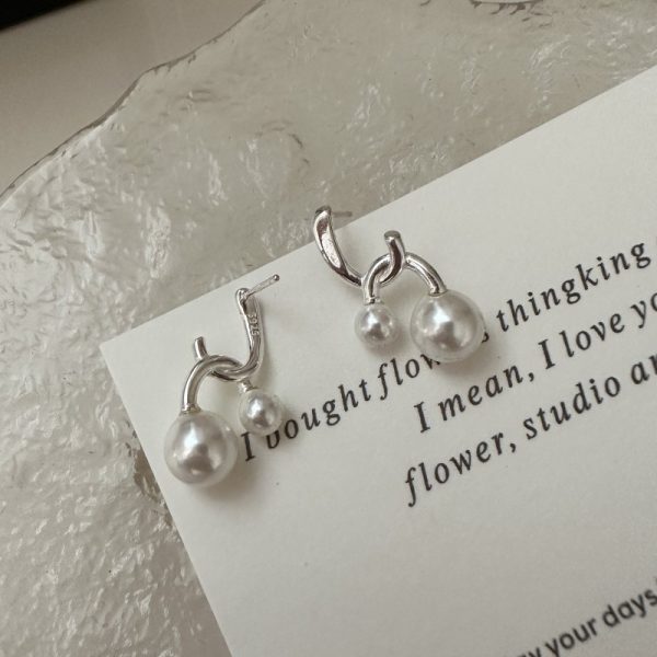 Wholesale 925 Sterling Silver Hanging Pearl Stud Earrings