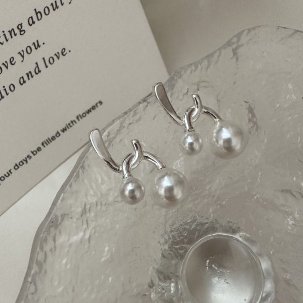 Wholesale 925 Sterling Silver Hanging Pearl Stud Earrings - Image 3