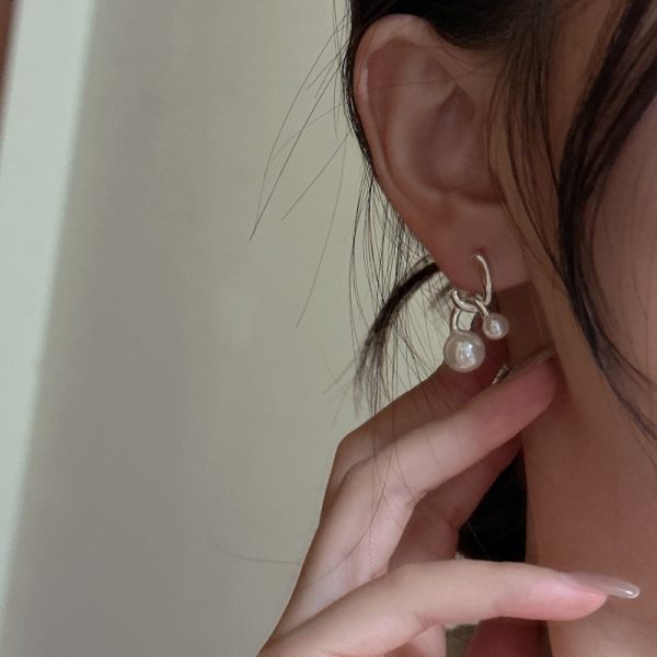 Wholesale 925 Sterling Silver Hanging Pearl Stud Earrings - Image 5
