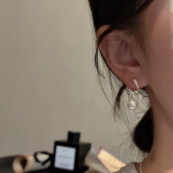 Wholesale 925 Sterling Silver Hanging Pearl Stud Earrings - Image 6