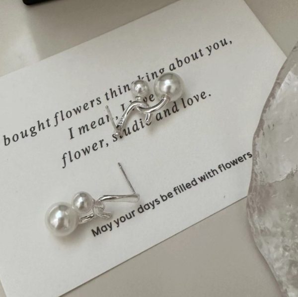 Wholesale 925 Sterling Silver Hanging Pearl Stud Earrings - Image 2