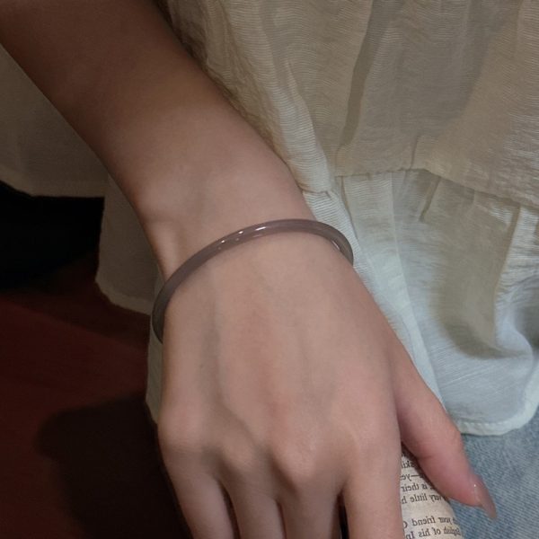 Wholesale Natural Gemstone Grey Agate Bangle - Image 5