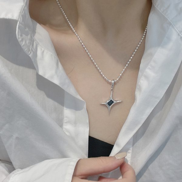 Wholesale 925 Sterling Silver Four-pointed Star Zircon Pendant - Image 4