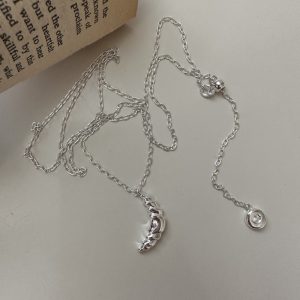Wholesale 925 Sterling Silver Croissant Donut Necklace