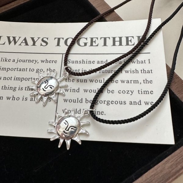 Wholesale 925 Sterling Silver Human Face Cord Necklace
