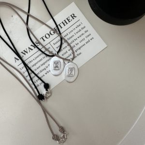 Wholesale 925 Sterling Silver Matte Zircon Cord Necklace