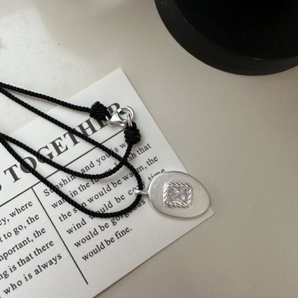 Wholesale 925 Sterling Silver Matte Zircon Cord Necklace - Image 2