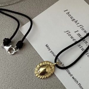 Wholesale 925 Sterling Silver Oval Gold and Silver Necklace