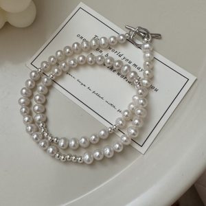 Wholesale 925 Sterling Silver OT Pearl Chain Necklace