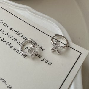 Wholesale 925 Sterling Silver Bow Buckle Earrings