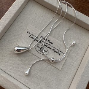 Wholesale 925 Sterling Silver Adjustable Teardrop Necklace
