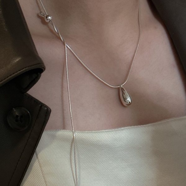 Wholesale 925 Sterling Silver Adjustable Teardrop Necklace - Image 4