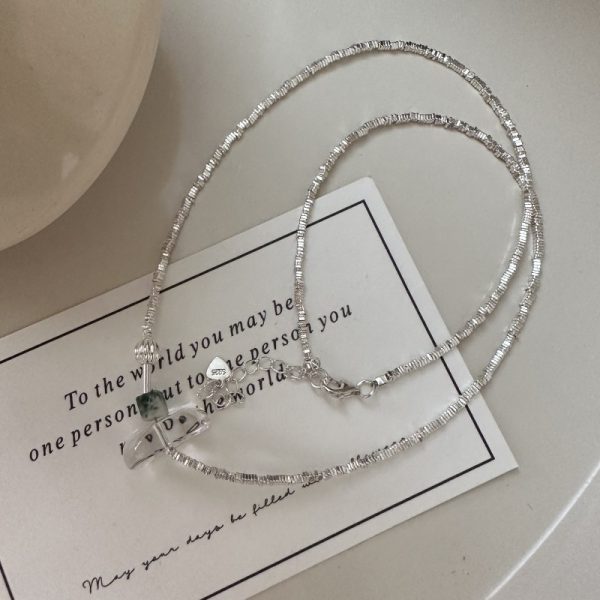 Wholesale 925 Sterling Silver Broken Silver White Crystal Necklace