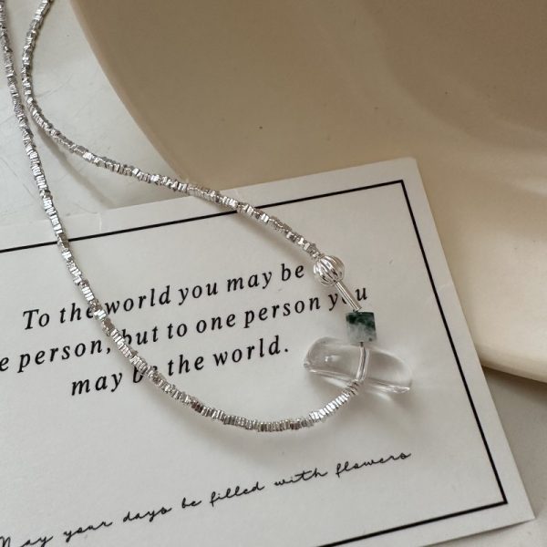 Wholesale 925 Sterling Silver Broken Silver White Crystal Necklace - Image 3