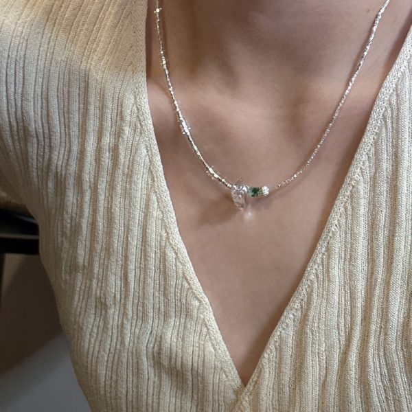 Wholesale 925 Sterling Silver Broken Silver White Crystal Necklace - Image 5