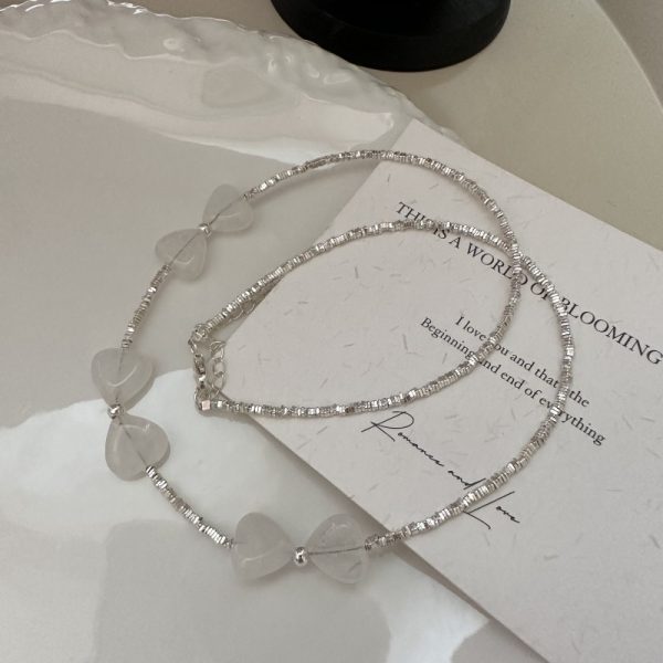 Wholesale 925 Sterling Silver White Agate Bow Necklace & bracelet - Image 2