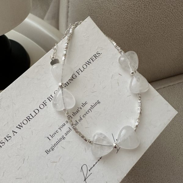 Wholesale 925 Sterling Silver White Agate Bow Necklace & bracelet - Image 3