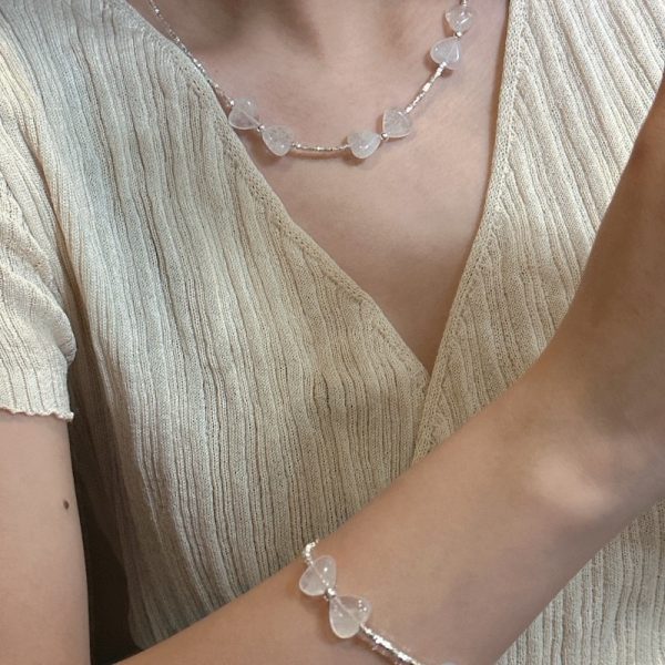 Wholesale 925 Sterling Silver White Agate Bow Necklace & bracelet - Image 4