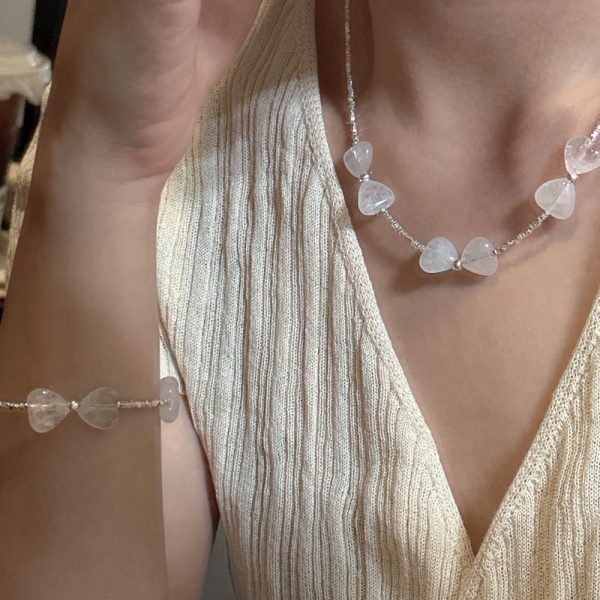 Wholesale 925 Sterling Silver White Agate Bow Necklace & bracelet - Image 6