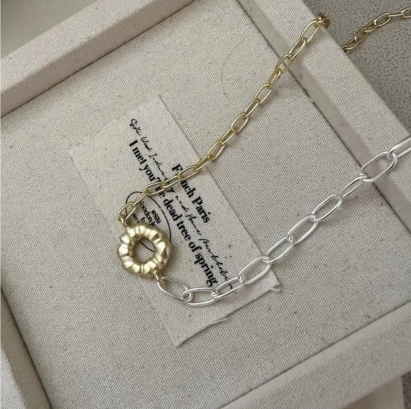 Wholesale 925 Sterling Silver Gold & Silver Flower Necklace