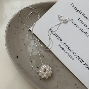 Wholesale 925 Sterling Silver Pearl Ball Necklace