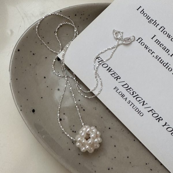 Wholesale 925 Sterling Silver Pearl Ball Necklace