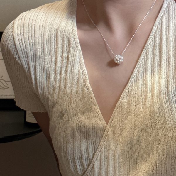 Wholesale 925 Sterling Silver Pearl Ball Necklace - Image 4