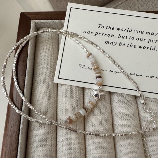 Wholesale 925 Sterling Silver Mother Of Pearl Broken Silver Necklace - Image 2