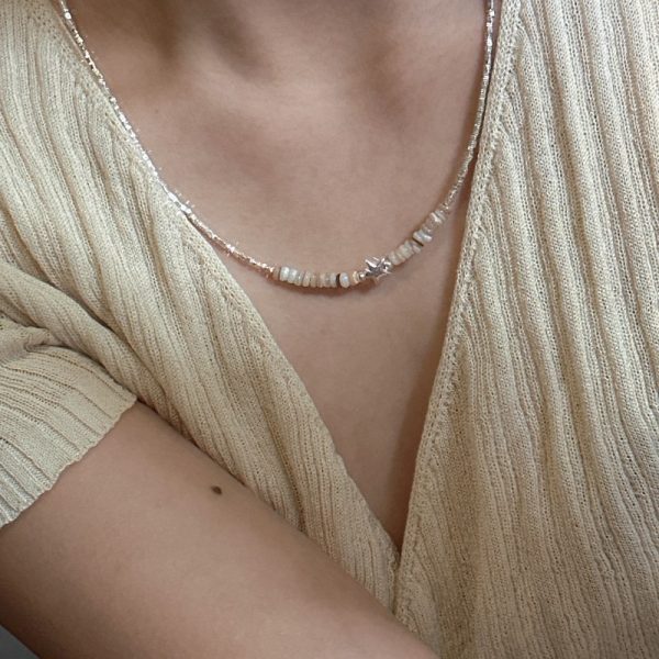 Wholesale 925 Sterling Silver Mother Of Pearl Broken Silver Necklace - Image 5