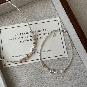 Wholesale 925 Sterling Silver Mother Of Pearl Broken Silver Necklace