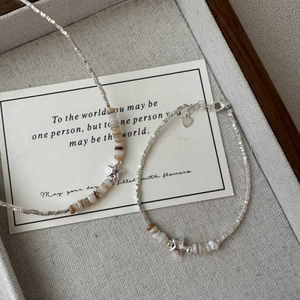 Wholesale 925 Sterling Silver Mother Of Pearl Broken Silver Necklace