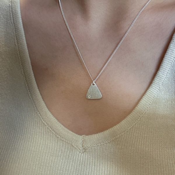 Wholesale 925 Sterling Silver Brushed Triangle Necklace - Image 5
