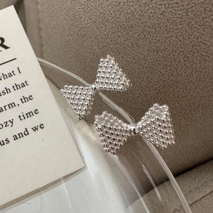 Wholesale 925 Sterling Silver Bow Bead Stud Earrings