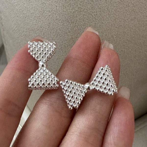 Wholesale 925 Sterling Silver Bow Bead Stud Earrings - Image 3