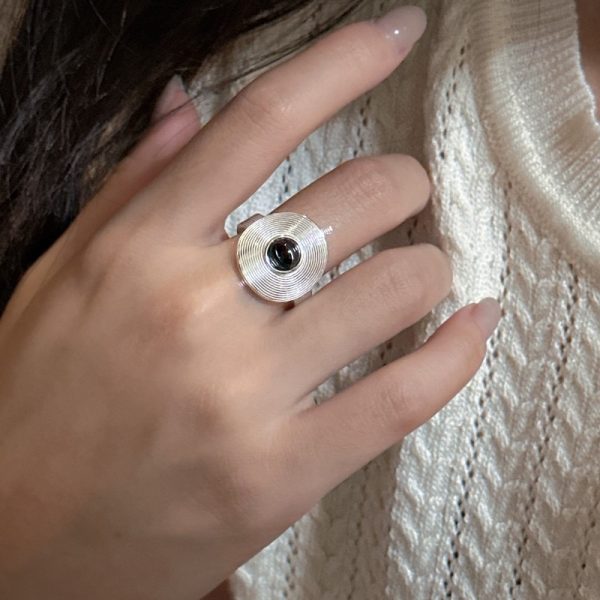 Wholesale 925 Sterling Silver Black Agate Round Ring - Image 6